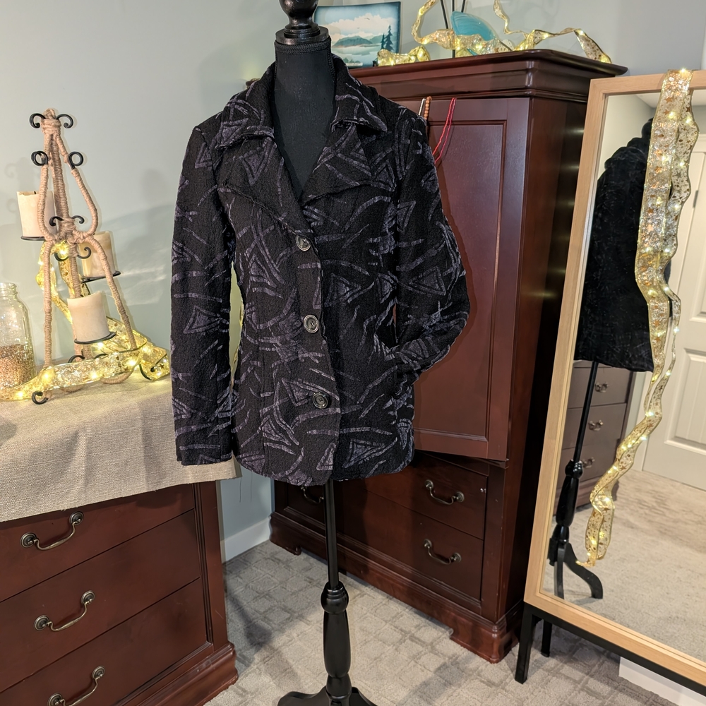 Tribal Black Textured Blazer